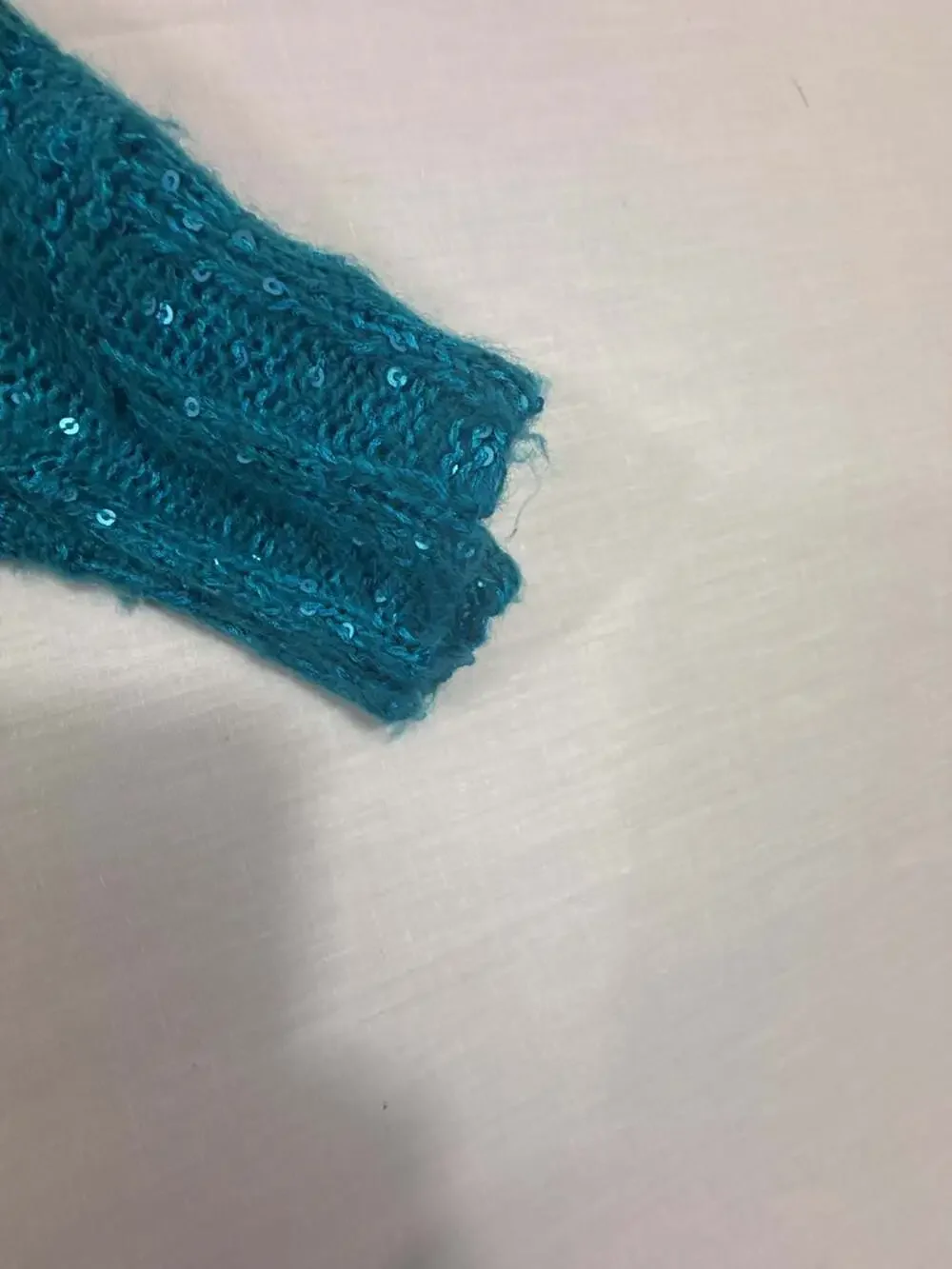 Christopher & Banks Women's Teal Sequin Embellished Cowl Neck Sweater
